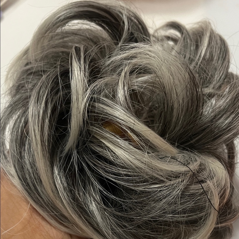 Feshfen Messy Hair Bun Stylish Gray Hair Bun Extension GRAY Bun - Picture 2 of 5